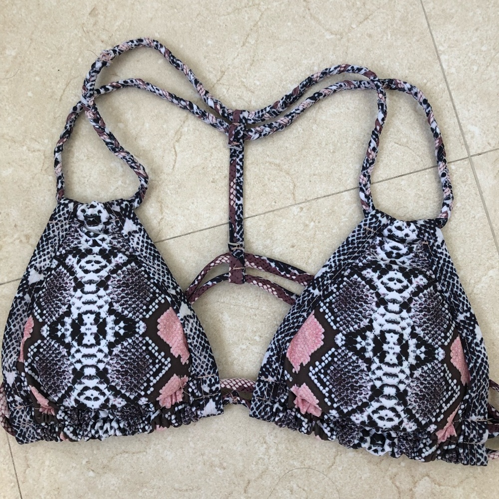 Snake print swim top